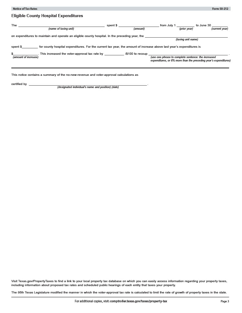 Notice about 2025 Tax Rates, PG 3